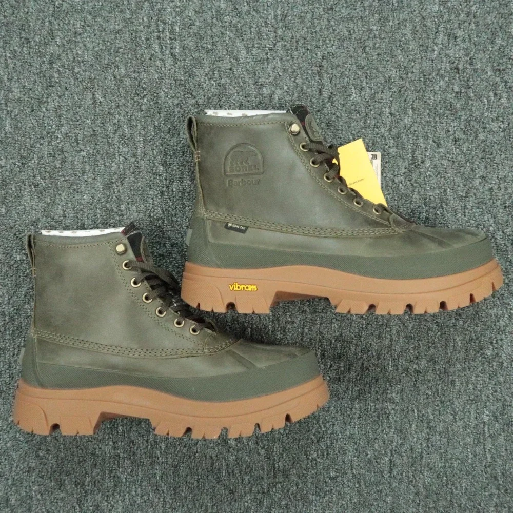 Sorel x Barbour Boots Mens 8 Green Daystorm Horizon Gor Tex Hiking Womens 9.5